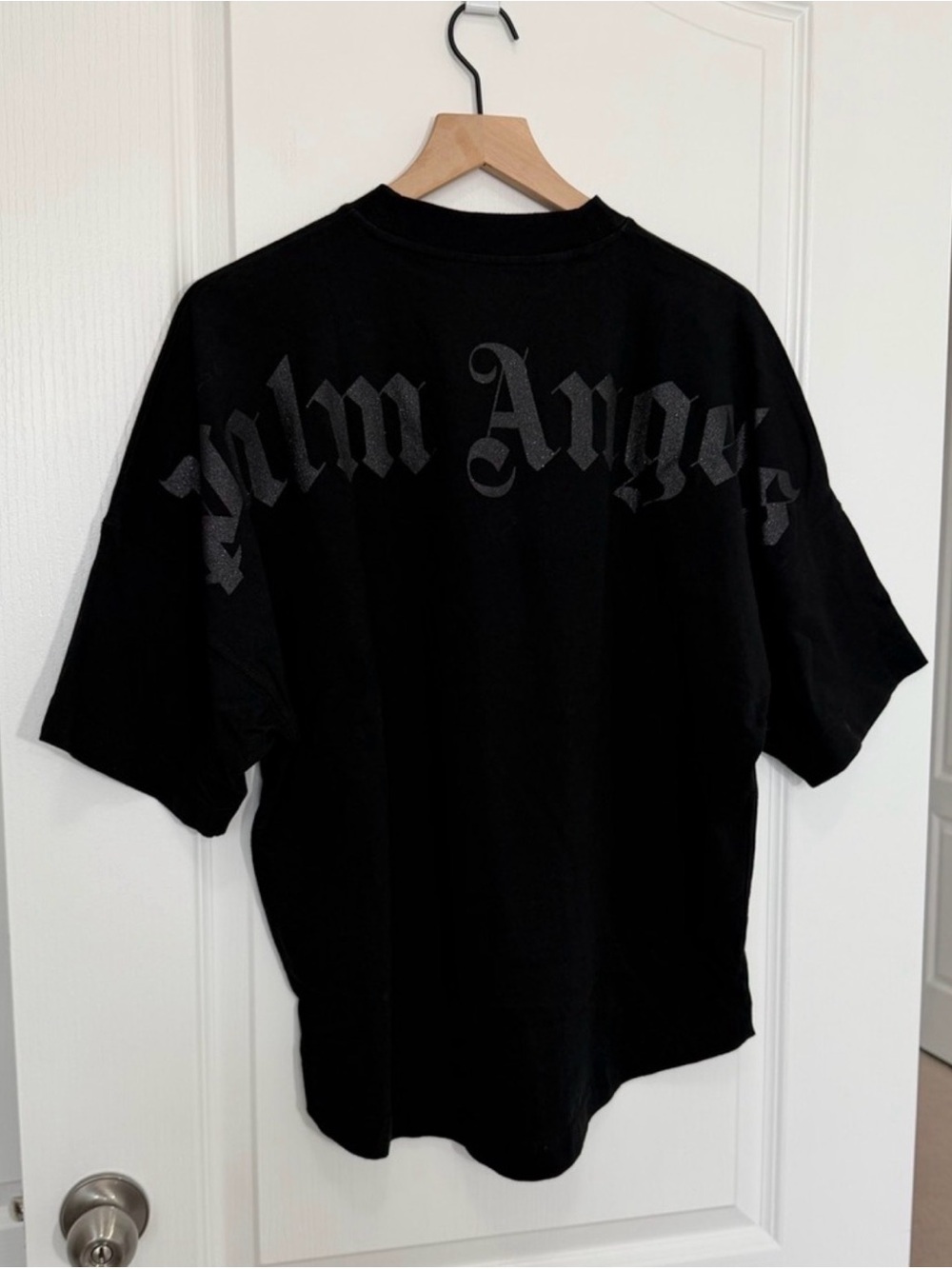 Palm Angels Black Glitter Logo T-Shirt XS